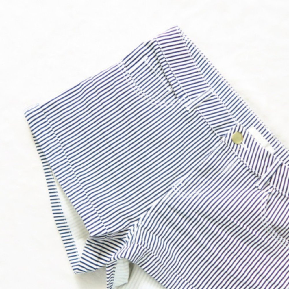 H&M Stripe Shorts H&M White Navy Stripe Shorts 2/4